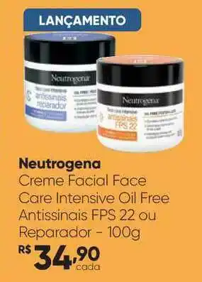 Drogaria São Paulo Neutrogena Creme Facial Face Care Intensive Oil Free Antissinais Fps 22 Ou Reparador 100g oferta