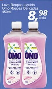 Supermercados Guanabara Lava roupas Liquido Omo Roupas Delicadas 450mk oferta