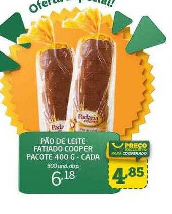 Cooper Pão de leite fatiado cooper pacote cada oferta