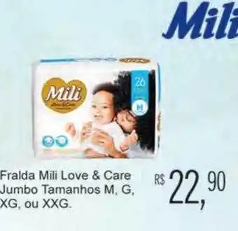 Fralda mili love & care jumbo tamanhos m g xg ou xxg