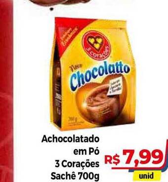 Hiper Moreira Achocolatado Em Pó 3 Corações 700g oferta