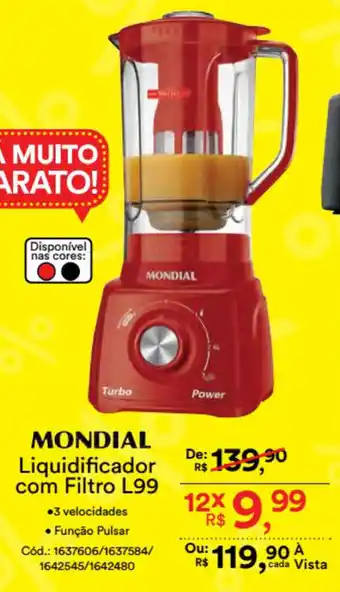 Casa e Vídeo Mondial Liquidificador com Filtro L99 oferta