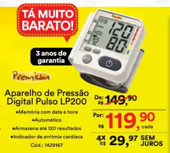 Casa e Vídeo Aparelho de Pressao Digital Pulso LP200 oferta