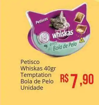 Mart Minas Petisco Whiskas Temptation Bola De Pelo Unidade 40g oferta