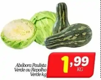 Abobora Paulista verde ou repolho Verde 1kg