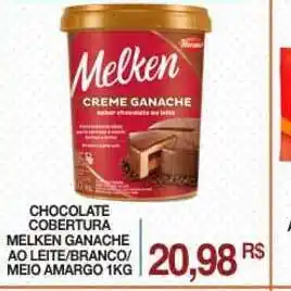 Mercadão Atacadista Chocolate Cobertura Melken Ganache Ao Leite Branco Meio Amargo 1kg oferta