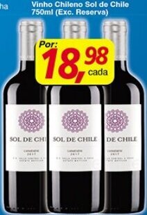Supermercados Guanabara Vinho Chileno Sol de Chile (exc, Reserva) 750ml oferta