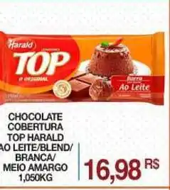 Mercadão Atacadista Chocolate Cobertura Top Harald Ao Leite Blend Branca Meio Amargo 1,050kg oferta