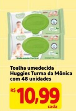 Mercado Extra Toalha umedecida Huggies Turma da Monica com 48 unidades oferta