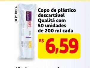 Copo de Plastico descartavel Qualita com 50 unidades de 200ml cada