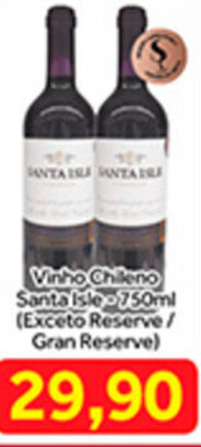 Shibata Supermercados Vinho Chileno Santa Isle 750ml oferta