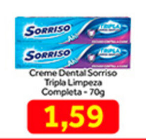 Shibata Supermercados Creme dental Sorriso Tripla Limpeza Completa 70g oferta