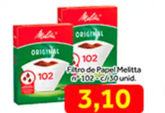 Filtro de papel Melitta n 102 - c/30 uni.