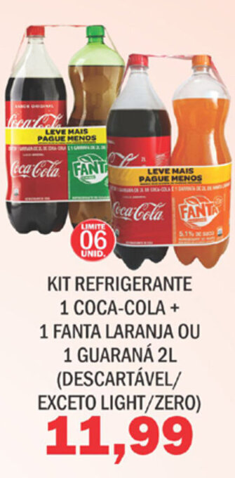 Supermercados Mendonça Kit Refrigerante 1 Coca Cola + 1 Fanta laranja ou 1 Fanta Guarana 2L oferta