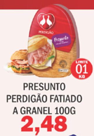 Supermercados Mendonça Presunto Perdigao Fatiado a granel 100g oferta