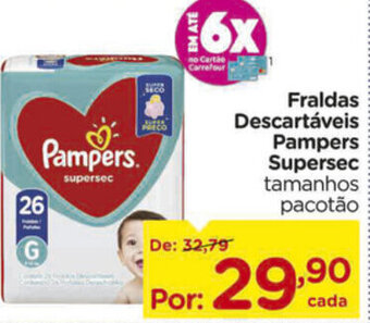 Carrefour Fraldas Descartaveis Pampers Supersec oferta