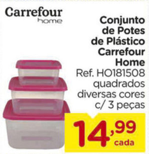 Carrefour Conjunto de Potes de Plastico Carrefour Home oferta