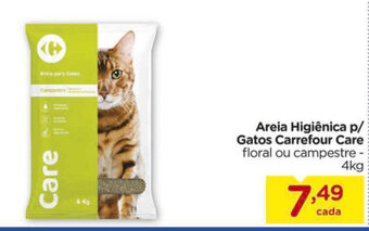 Carrefour Areia higienica p/ Gatos Carrefour Care 4kg oferta