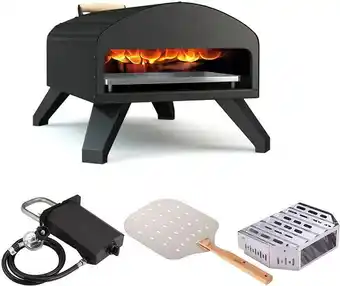 Bertello forno de pizza a gas portatil com espatula em aco inox preto