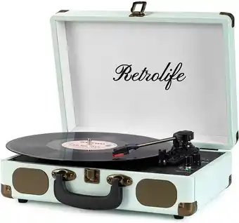 Carrefour Retrolife vitrolatoca discos retro 3 velocidades com bluetooth e aux azul claro oferta