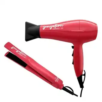 Kit secador e prancha gama sensation 2000w rosa salmão