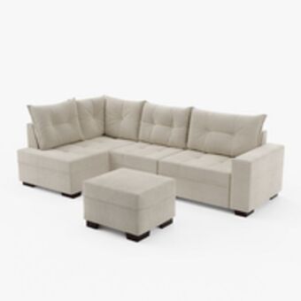 Novo Mundo Sofá de canto 7 lugares com puff, tecido sued 100% poliéster, espuma d23 - genova oferta