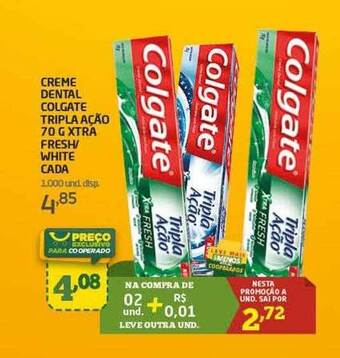 Cooper Creme dental colgate tripla ação xtra fresh-white cada oferta