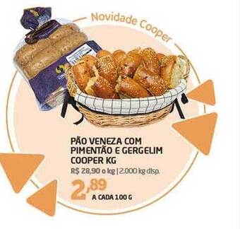 Cooper Pão veneza com pimentão e gergelim cooper kg oferta
