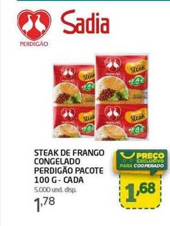 Cooper Steak de frango congelado perdigão pacote - cada oferta