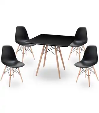 Conjunto mesa quad preta com 4 cadeiras eiffel preto rf1833pr