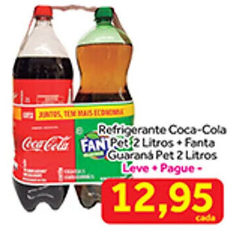 Shibata Supermercados Refrigerante Coca Cola Pet 2L + Fanta Guarana pet 2L oferta