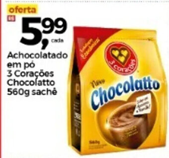 Achocolatado em po 3 Coracoes Chocolatto 560g sache