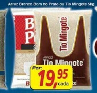 Supermercados Guanabara Arroz Branco Bom no Prato ou Tio Mingote 5kg oferta