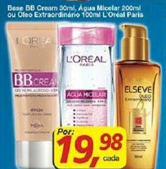 Supermercados Guanabara Base BB Cream 30ml, Agua Micelar 200ml ou Oleo Extraordinario 100ml L'Oreal Paris oferta