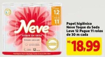 Extra Supermercado Papel Higiénico Neve Toque da Seda Leve 12 Pague 11 rolos de 30m cada oferta