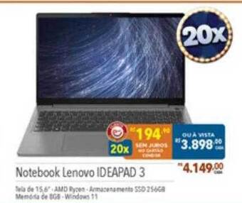 Supermercados Condor Notebook lenovo ideapad 3 oferta