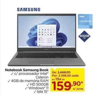 Carrefour Notebook samsung book oferta