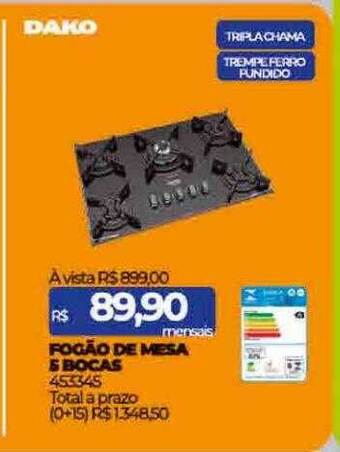 Lojas Certel Fogão de mesa 5 bocas dako oferta