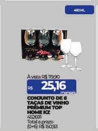 Conjunto de 6 taças de vinho premium top home kz