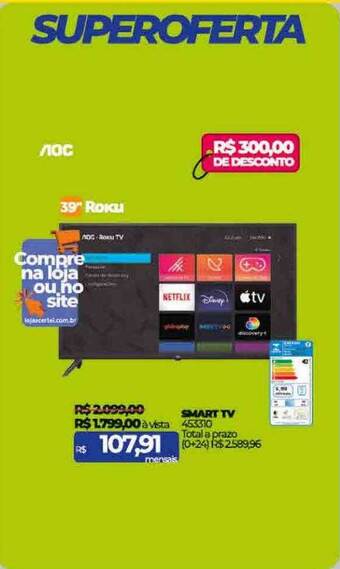 Lojas Certel Smart tv aoc 39 oferta