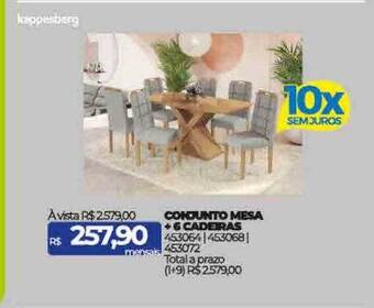 Lojas Certel Conjunto mesa + 6 cadeiras kappesberg oferta
