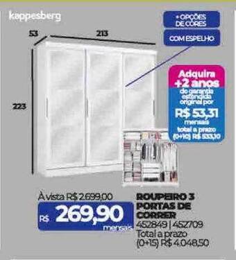 Lojas Certel Roupeiro 3 portas de correr kappesberg oferta