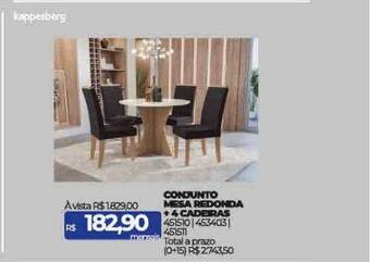Lojas Certel Conjunto mesa redonda + 4 cadeiras kappesberg oferta