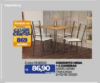 Lojas Certel Conjunto mesa + 4 cadeiras kappesberg 451591 451590 oferta