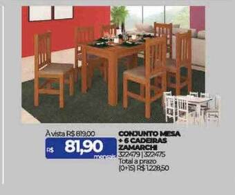 Lojas Certel Conjunto mesa + 6 cadeiras zamarchi oferta