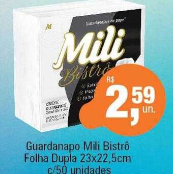 Supermercados Alvorada Guardanapo mili bistrô folha dupla 23x22.5cm oferta