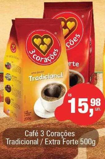 Supermercados Alvorada Café 3 corações tradicional extra forte oferta