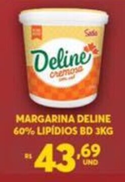 Atacadão Centro Sul Margarina Deline 60% Lipidios BD 3kg oferta
