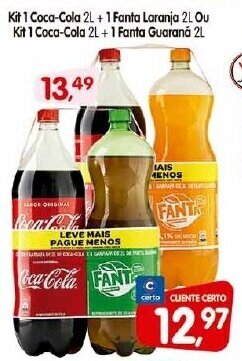 Cercadão Kit 1 Coca Cola 2L + 1 Fanta Laranja 2L ou Kit 1 Coca Cola 2L + 1 Fanta Guarana 2L oferta