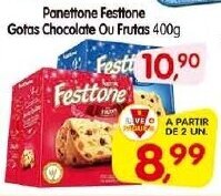 Panettone Festtone Gotas Chocolate ou Frutas 400g